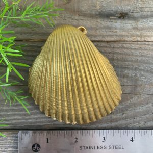 Fish Print Cockle Shell Ring Dish: Gold-Leaf Coastal Decor