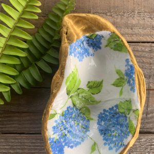 Handcrafted Hydrangea Oyster Shell Ring Dish: Coastal Decor