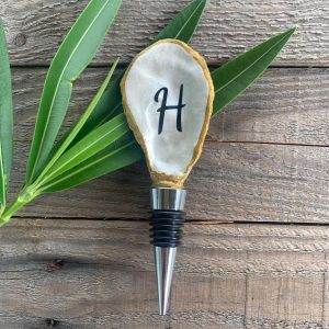 Monogram Oyster Shell Wine Stopper, Coastal Gift