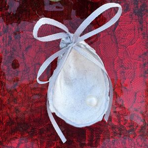 Christmas Oyster Shell Pearl Ornament, Coastal Christmas Decor
