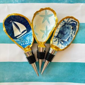 Nautical Oyster Shell Wine Bottle Stopper: Decoupage Coastal Decor