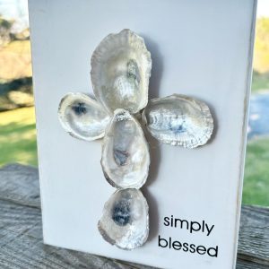 Oyster Shell Cross Wall Art: Coastal Beach Decor Plaque