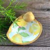Decoupage Clam Shell Ring Dish: Lemon Print with Gold Leaf