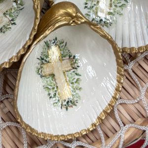 Decoupaged Shell Ring Dish: Coastal Christian Gift