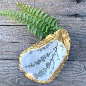 Handcrafted Oyster Shell Ring Dish: Berry Branch Coastal Decor