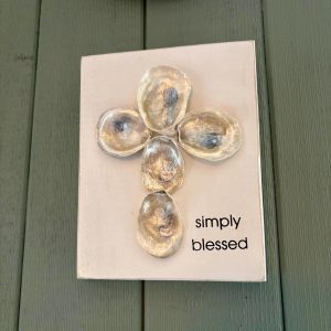 Oyster Shell Cross Wall Art: Coastal Beach Decor Plaque