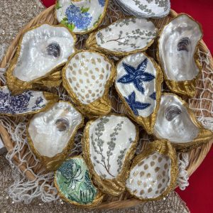 Handcrafted Oyster Shell Ring Dish: Berry Branch Coastal Decor