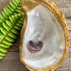 Oyster Shell Ring Dish: Gold-Leaf Coastal Decor