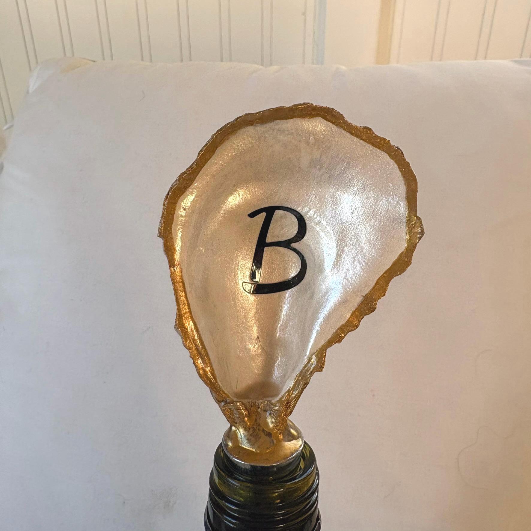 Monogram Oyster Shell Wine Stopper, Coastal Gift - Image 4
