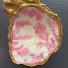Decoupage Oyster Ring Dish: Pink Toile Coastal Jewelry Holder