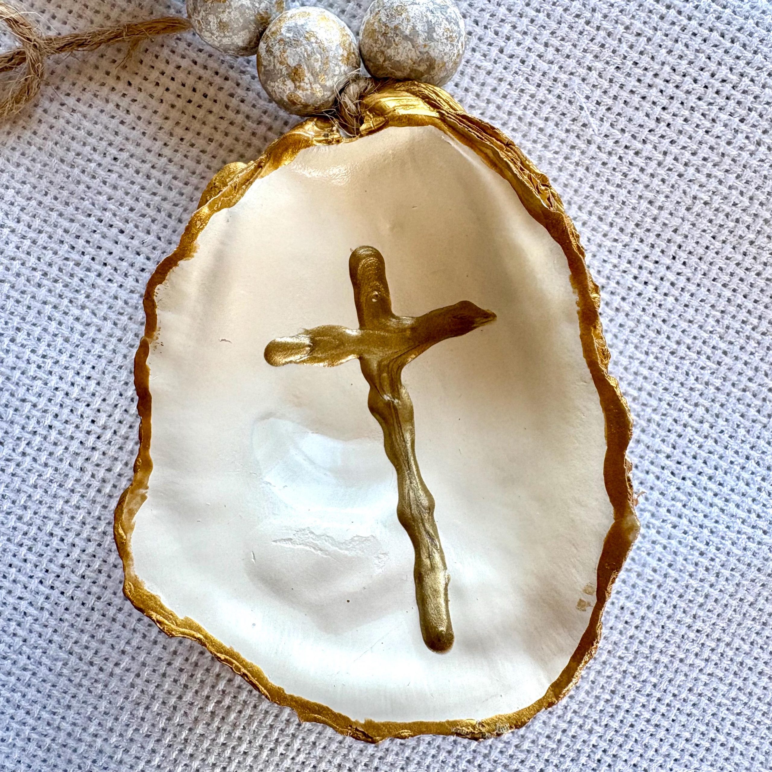 Oyster Shell Blessing Beads: Coastal Nautical Decor - Image 3