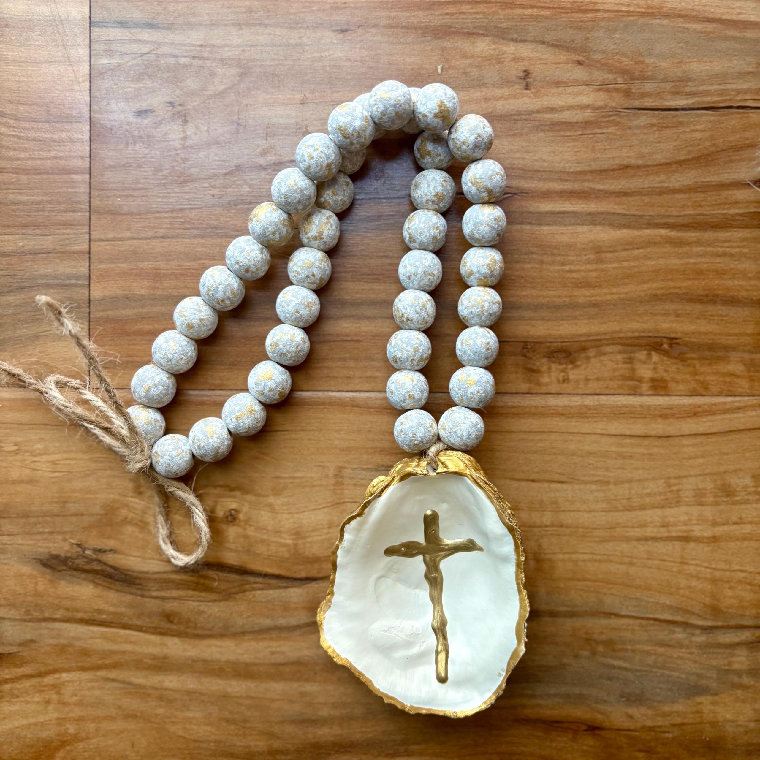 Oyster Shell Blessing Beads: Coastal Nautical Decor - Image 2