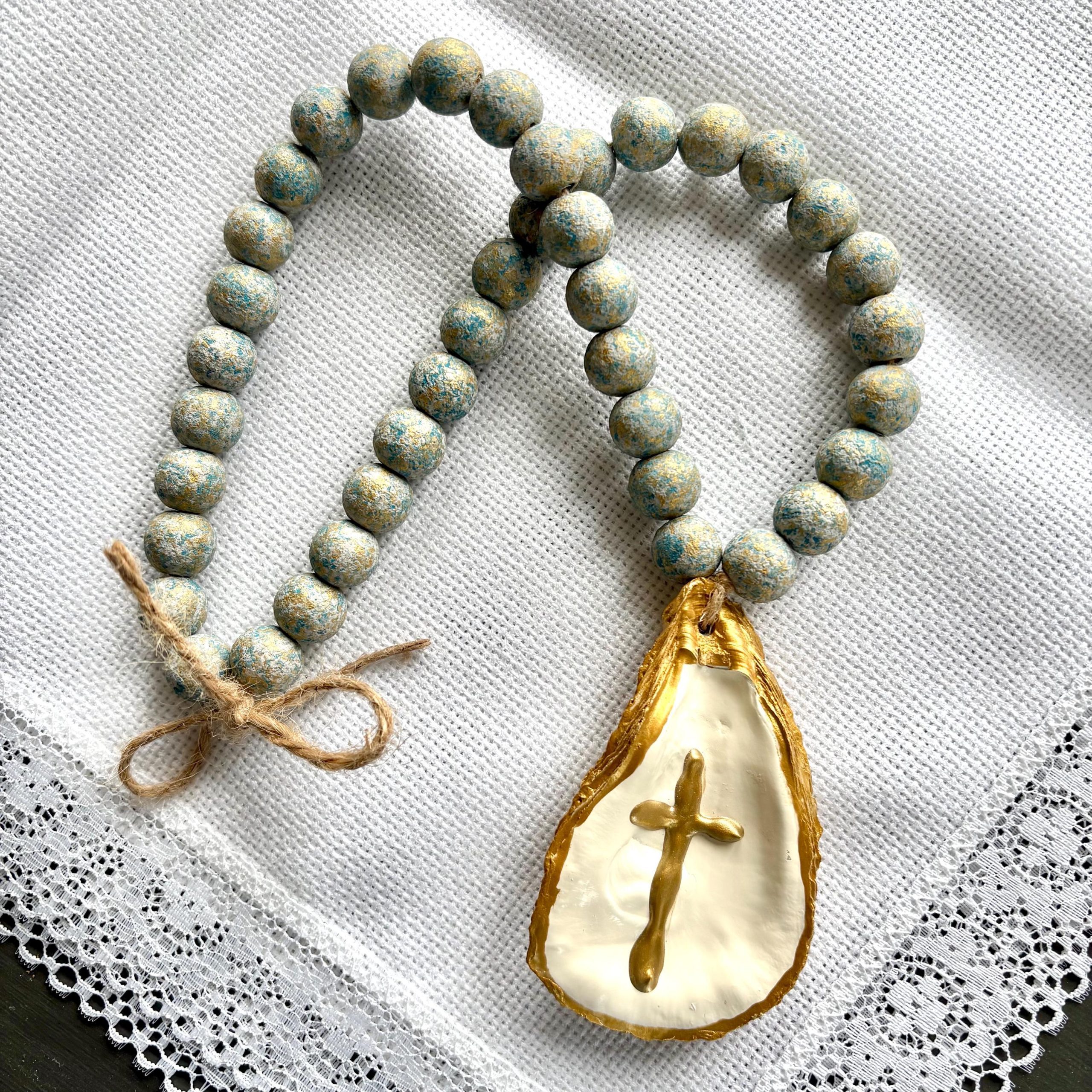 Oyster Shell Blessing Beads: Coastal Nautical Decor - Image 8