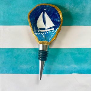 Nautical Oyster Shell Wine Bottle Stopper: Decoupage Coastal Decor
