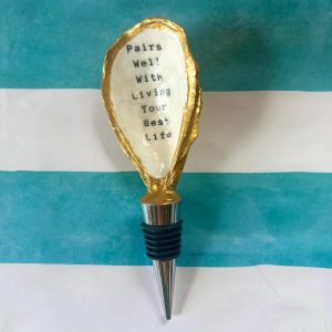 Oyster Shell Wine Bottle Stopper, Coastal Barware, Hostess Gift
