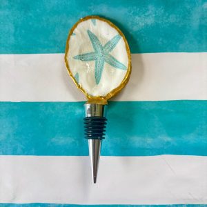 Nautical Oyster Shell Wine Bottle Stopper: Decoupage Coastal Decor