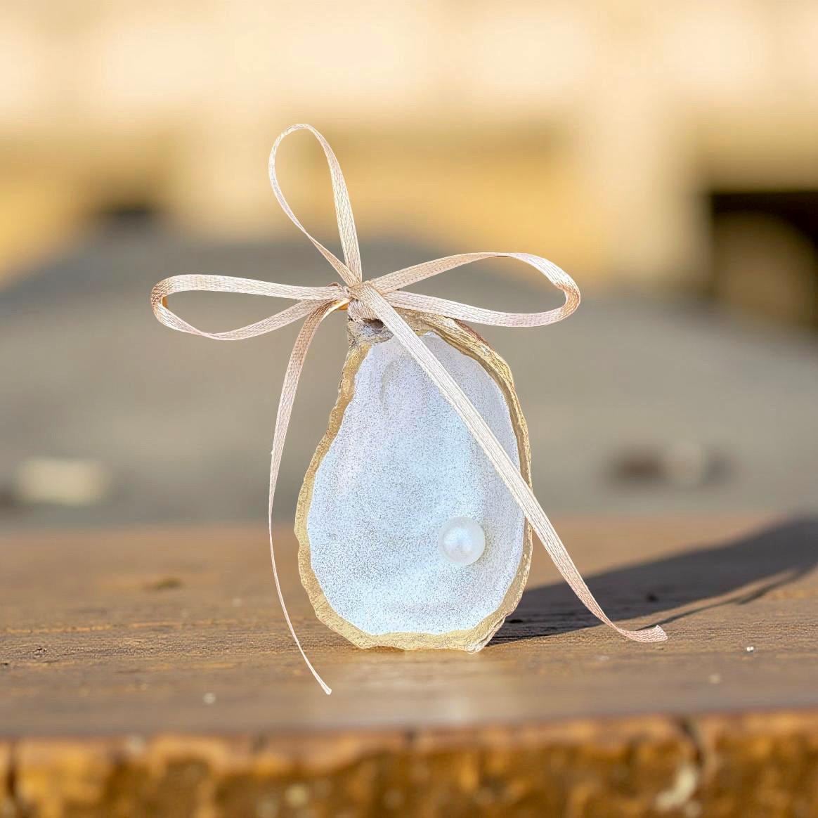 Christmas Oyster Shell Pearl Ornament, Coastal Christmas Decor - Image 6