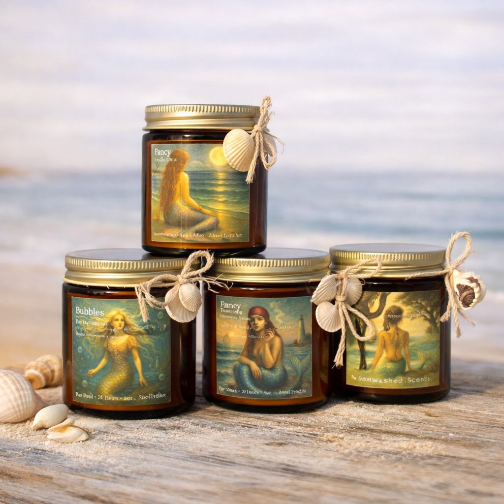 Mermaid Art Candle – Hand-Poured Coastal Scents