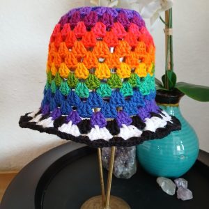 Crochet Rainbow Bucket Hat