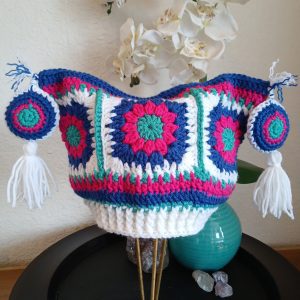 Crochet Granny Square hat (bright)