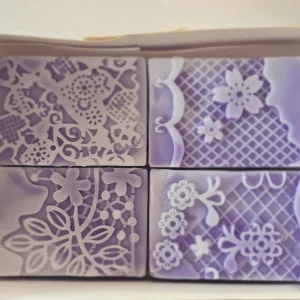 Lavender Lace Soap Bars, Handmade Box of 4