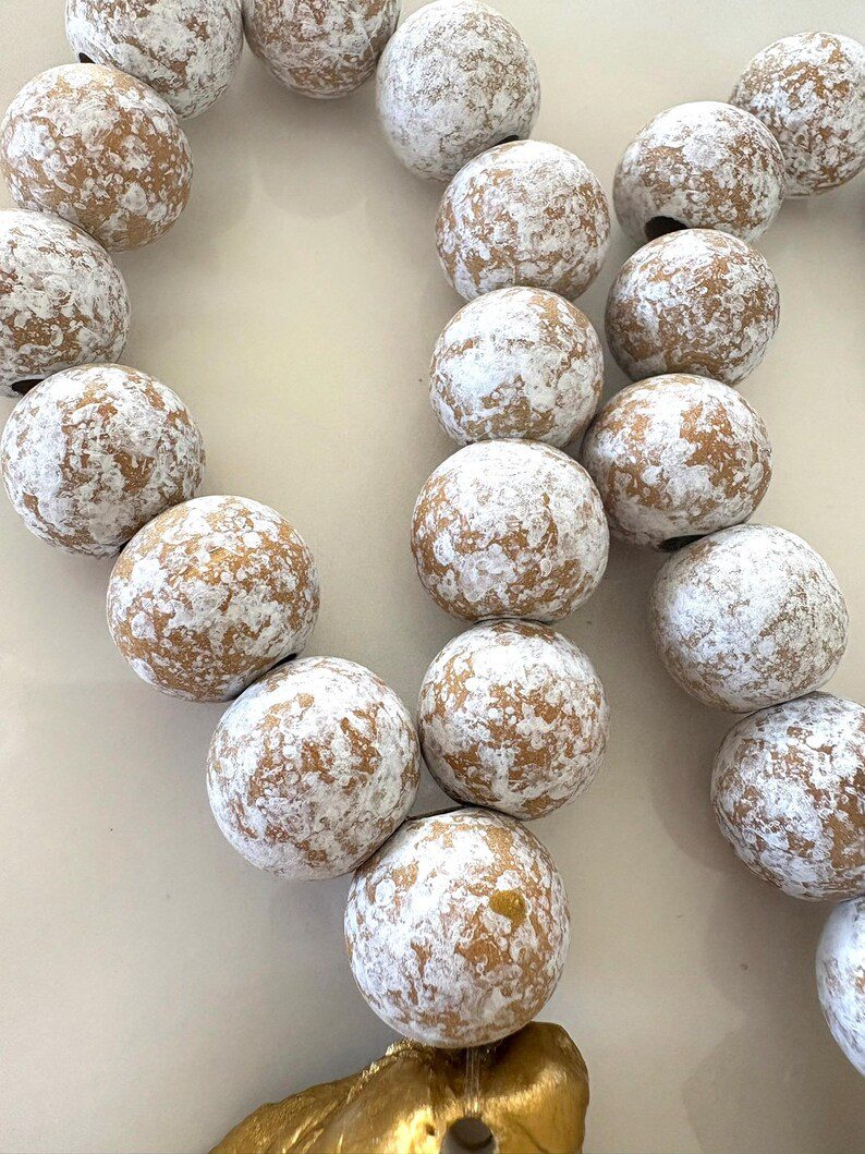 Oyster Shell Easter Napkin Holder, Napkin Ring, Gold Trim, Wooden Beads, Bunny Print, Bottle Charm, Ornament, Easter Hostess Gift - Image 5