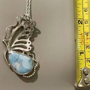 Butterfly with larimar, "Butterfly Kisses"