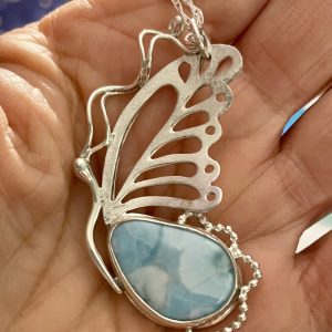 Butterfly with larimar, "Butterfly Kisses"