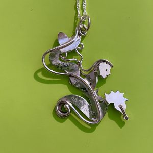 "On the Hunt" mermaid and seahorse in sterling silver, diving together