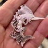 Born to be Wild! Sterling silver mermaid riding on a swordfish necklace