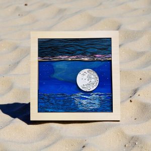 Low Moon on Night Beach ~ Wall Hanging
