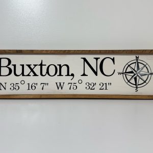 Buxton sign with GPS with compass