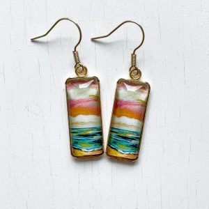 Blue Waters - Stainless Steel Bar Earrings