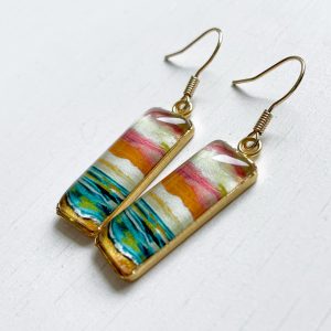 Blue Waters - Stainless Steel Bar Earrings