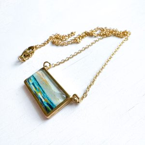 Blue Waters - Stainless Steel Bar Necklace