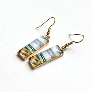 Outer Banks Seascape Sketch I - Stainless Steel Bar Earrings