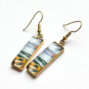 Outer Banks Seascape Sketch I - Stainless Steel Bar Earrings