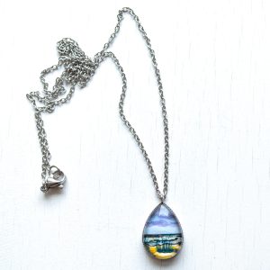 Outer Banks Seascape Sketch I – Stainless Steel Teardrop Necklace or Set