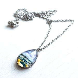 Outer Banks Seascape Sketch I – Stainless Steel Teardrop Necklace or Set