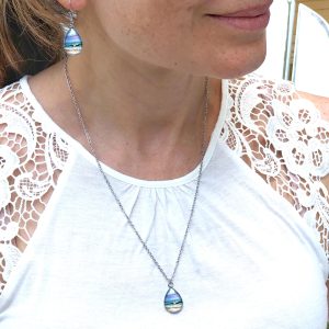 Outer Banks Seascape Sketch III – Stainless Steel Teardrop Necklace or Set