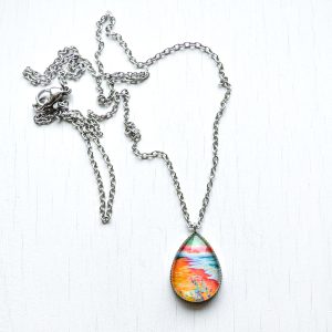 Peaceful Seascape II – Stainless Steel Teardrop Necklace or Set