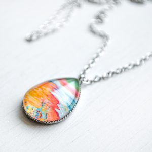 Peaceful Seascape II – Stainless Steel Teardrop Necklace or Set