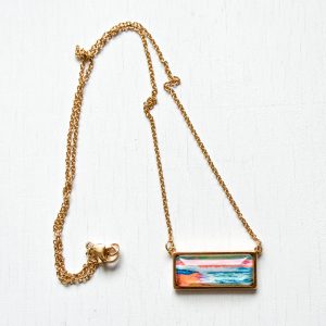 Peaceful Seascape II - Stainless Steel Bar Necklace