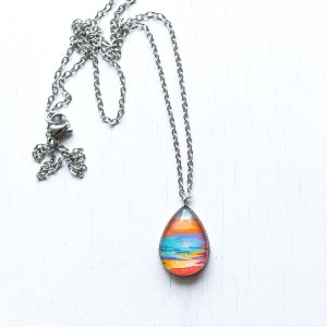 Peaceful Seascape - Stainless Steel Teardrop Necklace or Set