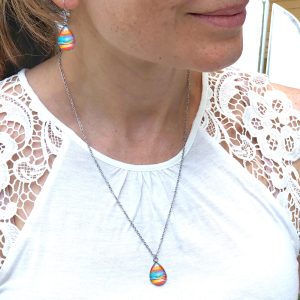 Peaceful Seascape - Stainless Steel Teardrop Necklace or Set