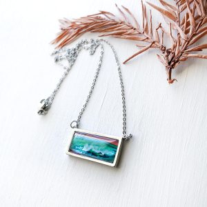 Pink Sky and Pier - Stainless Steel Bar Necklace