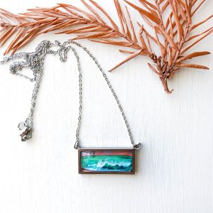 Pink Sky and Pier - Stainless Steel Bar Necklace