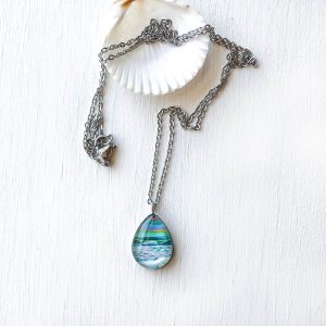 Rainbow Seascape II – Stainless Steel Teardrop Necklace or Set