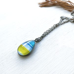 Watercolor Block – Stainless Steel Teardrop Necklace or Set