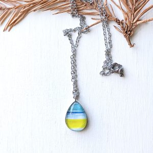 Watercolor Block – Stainless Steel Teardrop Necklace or Set